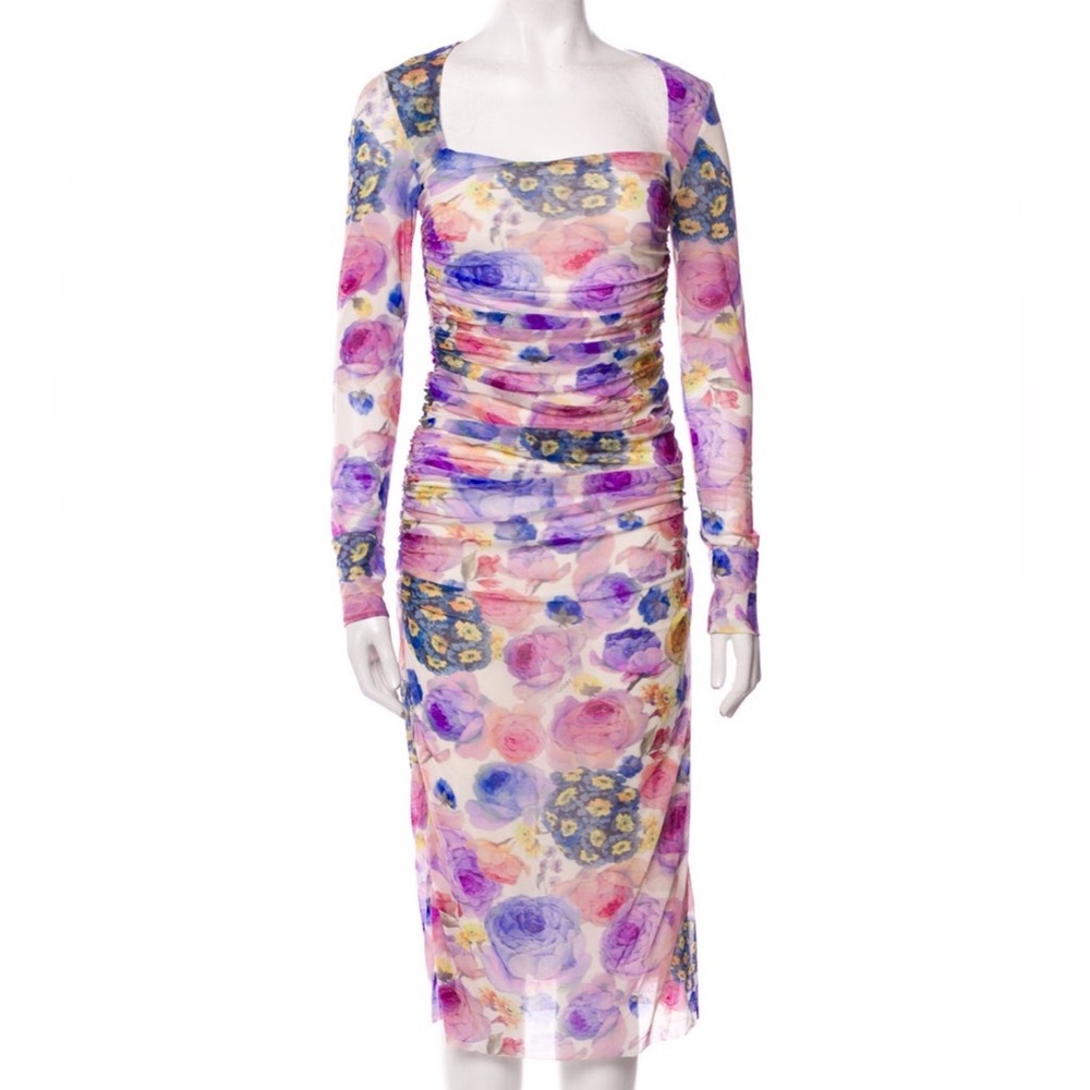 Ganni floral purple midi dress